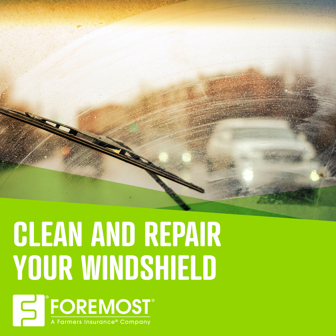 A dirty car windshield